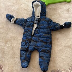 Urban Republic Blue and Black Kids One Piece Footie